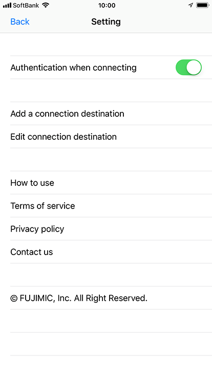 setting screen
